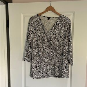 Talbots Monochrome Paisley Blouse